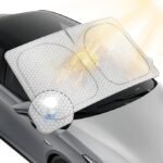 helloleiboo Graphene Windshield Sun Shade for SUVs and Most Mid-Size Sedans, 99% UV Blocking, Dual-Layer Honeycomb Heat Shield, Keeps Interior Cooler, Foldable