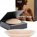 Seamless Invisible Nipple Covers for Women, 2 Pairs Reusable Sticky Pasties, Adhesive Breast Petals with Travel Case