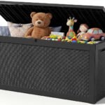 Outdoor Storage Box,320 Gallon Resin Deck Box,Waterproof & UV Resistant Lockable Package Delivery Bin,Pool Toy Cabinet for Indoor & Outdoor
