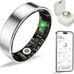Smart Ring Health Tracker， Sleep/Exercise Monitoring, iOS/Android, IP68 Waterproof, No Subscription, 5-Day Battery for Women & Men (White, 7)