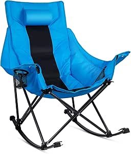You are currently viewing VITESSE Oversized Rocking Camping Chair, Luxury Padded Recliner,Oversized Folding Lawn Chair with Pocket and Carry Bag,Outdoor Camp Rocker Chairs for Adults Heavy Duty 300 LBS (Blue)