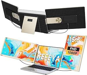 You are currently viewing KEFEYA Laptop Screen Extender 15.6″, FHD 1080P Portable Triple Monitor for Laptops 13-17.3″, 120% sRGB 235° Rotation Detachable Laptop Monitor Extender for Windows/Mac/Dex/Chrome/Surface, Plug n Play