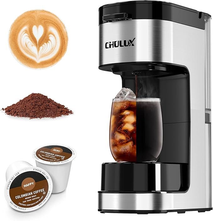You are currently viewing CHULUX SoloBrew Single Serve Coffee Maker, for K Cup and Ground, 3 Brew Sizes with Strong Button & Over Ice Feature, 1