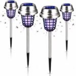 2026 4Pack Mosquito Repellent Outdoor Patio Solar Bug Zapper Outdoor Mosquito Zapper for Moths,Gnats,Flies,Small Flying Insect,Electric Fly Zapper for Backyard,Garden,Gnat Killer for Vegetable Beds