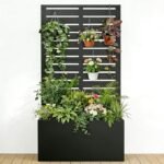 Baotree Metal Raised Garden Bed with Trellis and Wheels, 47″x24″x12″ Planter Box for Climbing Plants, Vegetables & Vines, Features Drainage Holes and Privacy Screen