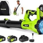 Leaf Blower Cordless,Electric Leaf Blower with 2 4.0Ah Battery Powered and Fast Charger, Lightweight Cordless Blowers f