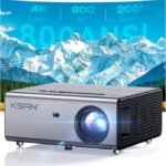 KSAN Movie Projector, [800 ANSI Lumen] Projector with WiFi 6 and Bluetooth 5.2, Movie Projector for Indoor Outdoor, 5W Speaker, Suppo