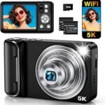 5K Digital Camera for Photography with WiFi, 6X Optical Zoom 64MP Autofocus Dual Lens Vlogging Camera with 2.8″ Touch Screen, Compact Digital Cameras for YouTube, 32GB Card,2