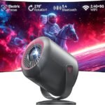 KSAN Projector with Stand, [Electric Focus] 1080P WiFi Projector with Bluetooth, Portable Movie P