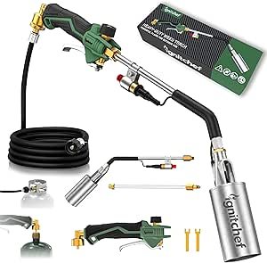 Read more about the article Propane Torch Weed Torch Kit Heavy Duty-340,000 BTU Weed Burner with 2 Extension Modes, Piezo Trigger(Self Igniting)&12.5ft Hos
