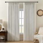 Pinch Pleated Curtains 100% Blackout Linen Curtains 95 Inches Long for Bedroom Living Room, Na