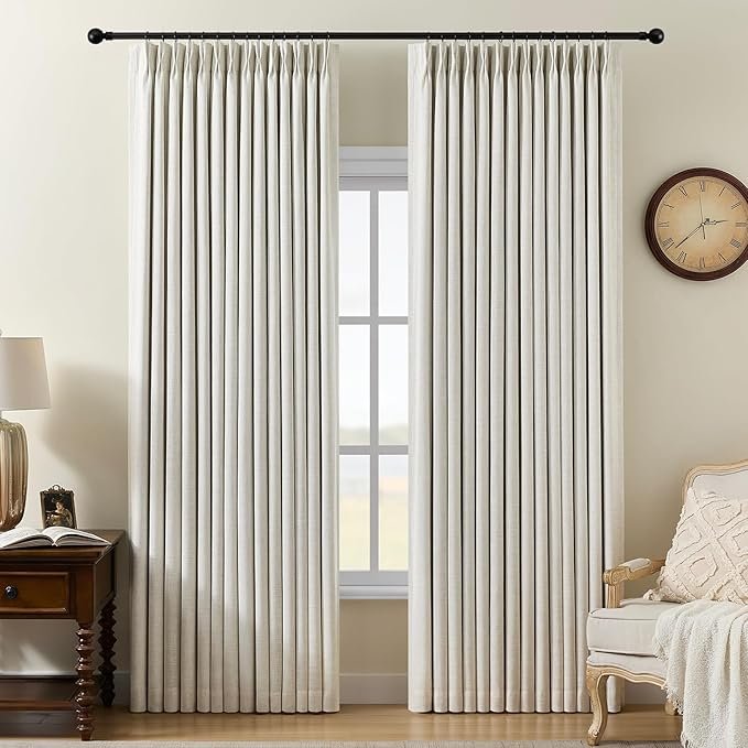 You are currently viewing Pinch Pleated Curtains 100% Blackout Linen Curtains 95 Inches Long for Bedroom Living Room, Na