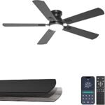 52” Flush Mount Ceiling Fan with Lights, Space-Saving Low Profile for Low Ceilings, App/Remote Control, Safe Quiet DC Motor for Bedroom Living Room,