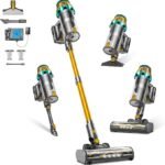 Cordless Vacuum Cleaner, Super Suction Vacuum Cleaners for Home with LED Screen,Self-Standing Stick Vacuum with Anti-Tangle Brus