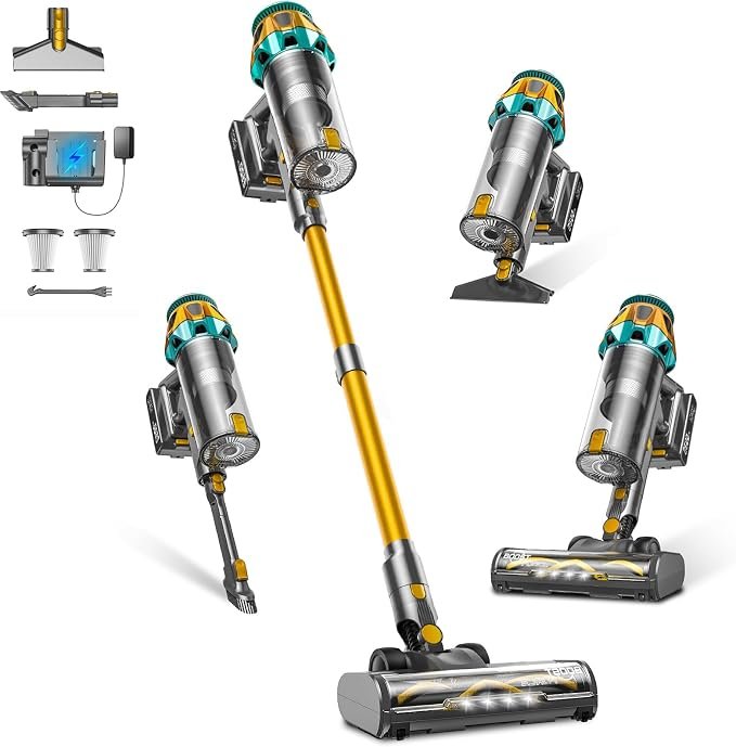 You are currently viewing Cordless Vacuum Cleaner, Super Suction Vacuum Cleaners for Home with LED Screen,Self-Standing Stick Vacuum with Anti-Tangle Brush & 3 Suction Modes,