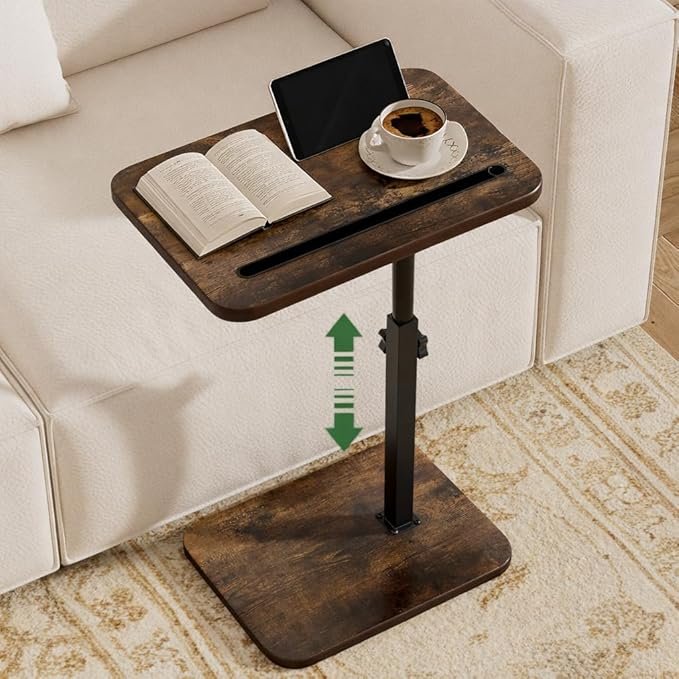 You are currently viewing Tray Side Table for Couch – 360° Swivel Adjustable Height Rotating Sofa Table C Table End Table Laptop Desk with Phone &