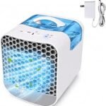 Portable Air Cooler, 3-in-1 Desk Air Conditioner | Cool Mist Airflow, 750mL Removable Tank, 2 Speeds, Low Water Reminder, Cooling Membrane, Quie