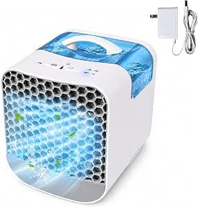 You are currently viewing Portable Air Cooler, 3-in-1 Desk Air Conditioner | Cool Mist Airflow, 750mL Removable Tank, 2 Speeds, Low Water Reminder, Cooling Membrane, Quie