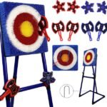 BunnyBoo Family Axe Throwing Game for Backyard Fun | Safe Bristle Target Set with 4 Axes & 4 Darts for Kids & Adults | Lightweight &
