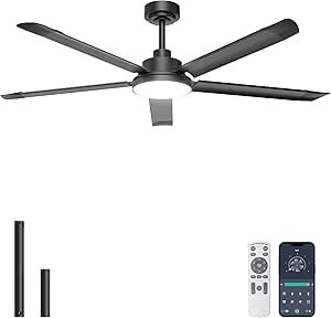 You are currently viewing Ohniyou 60” Ceiling Fan with Lights, Industrial Ceiling Fan with 5 Aluminum Blades, App/Remote Controlled, Dim