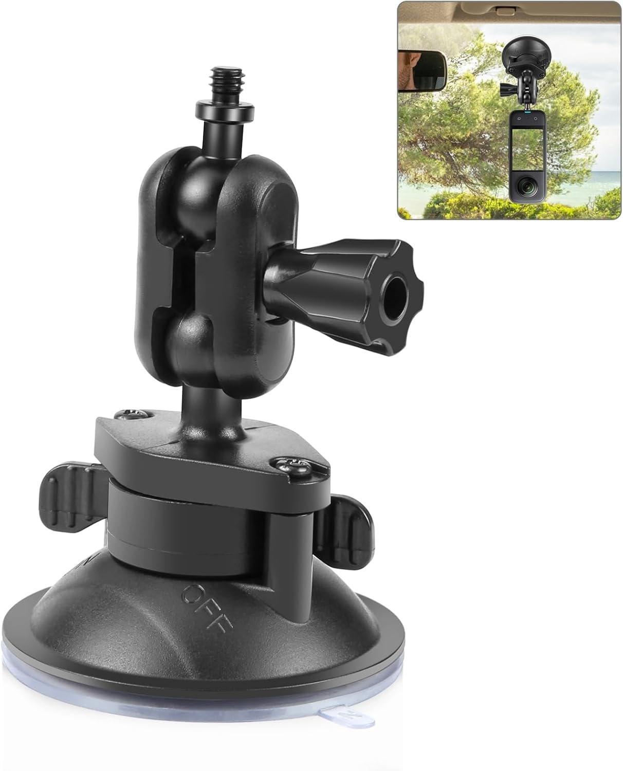 You are currently viewing Suction Cup Camera Mount Magic Arm with 360° Adjustment & Locking Knobs for Insta360 X3/Go Pro Max/DJI OSMO 360, Standard