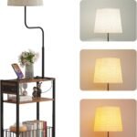 HavenlyYouth Floor Lamp with Table – Modern Side Table Lamp with Shelves, Built-in Charging Ports, Space-Saving Design for Living Room & Bedroom