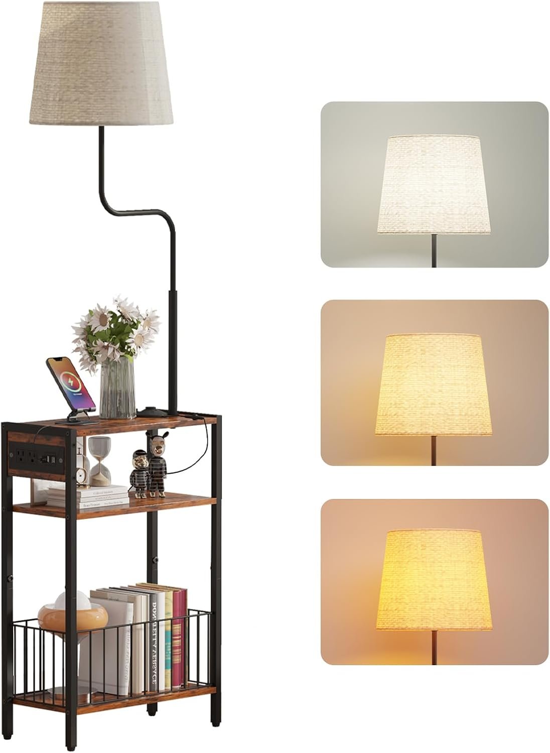 You are currently viewing HavenlyYouth Floor Lamp with Table – Modern Side Table Lamp with Shelves, Built-in Charging Ports, Space-Saving Design for Living Room & Bedroom