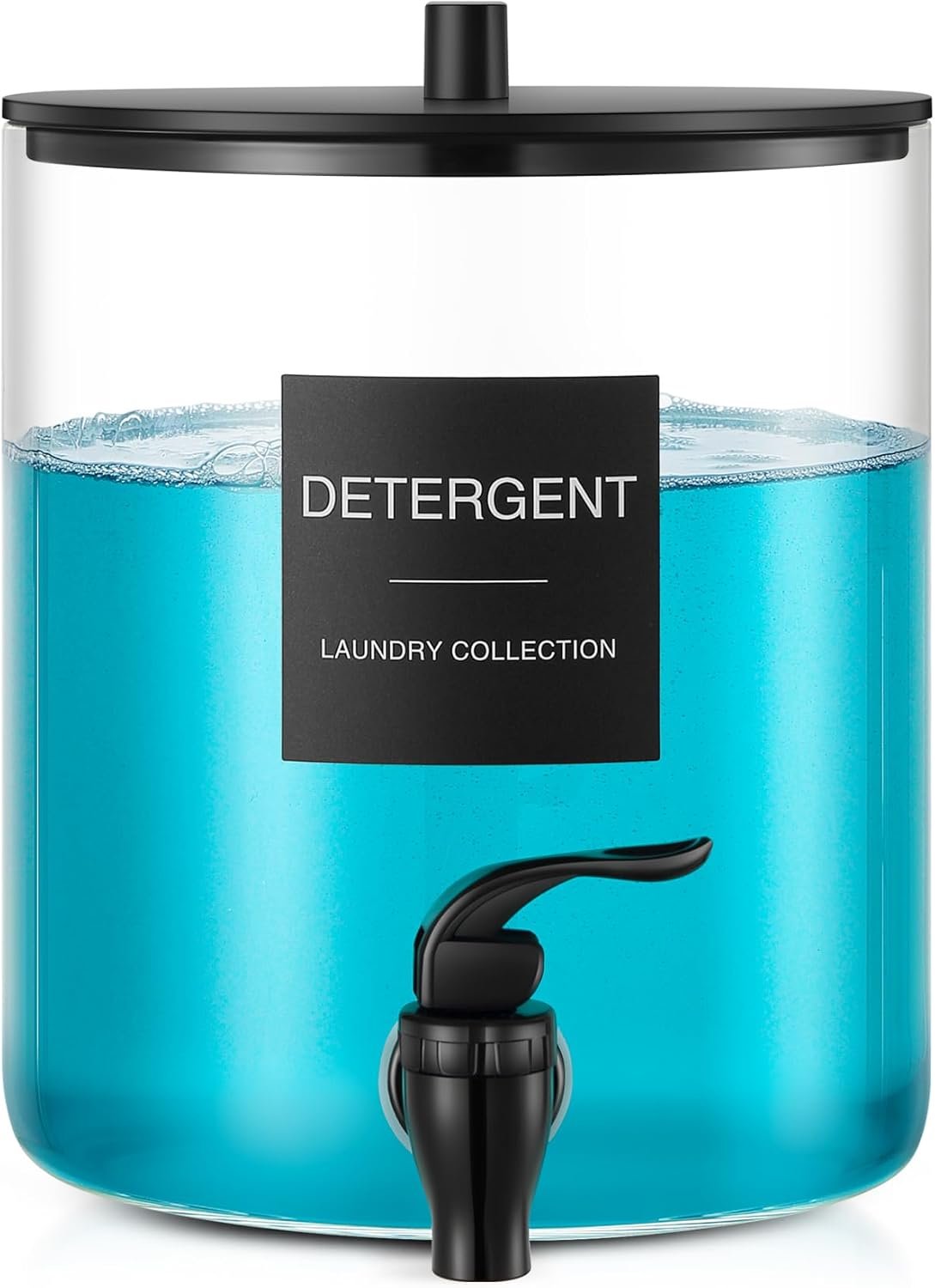 You are currently viewing Glass Laundry Detergent Dispenser 128oz (3.5L) with Spigot – Large Fabric Softener & Liquid Soap Container for Laundry Room Organization, Refillable Glass Jar with Black Tap