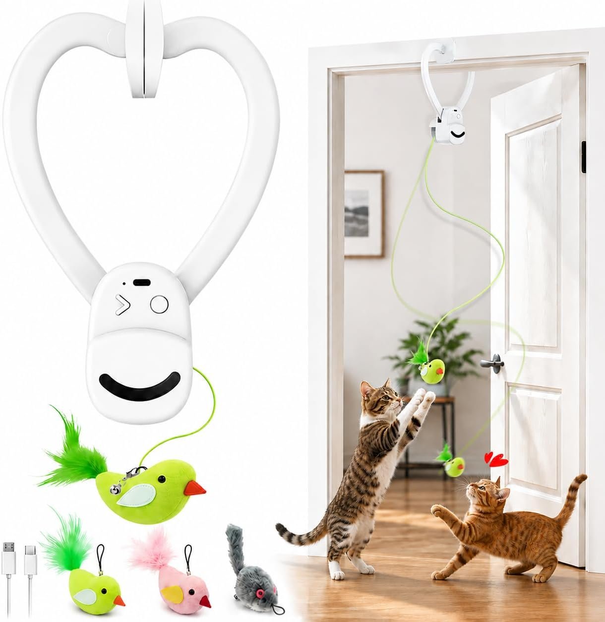 You are currently viewing Interactive Cat Toys for Indoor Cats: Automatic Flying Bird Feather Wand Chase Exercise Enrichment Stimulation, USB Rechargeable Durable Safe Hanging Toy for Bored Kittens