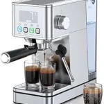 20BAR Espresso Machine, Cold Brew, Stainless Steel for Home,Silver | Compact espresso maker with PID temp control, Warm cup & detachable steam wand with Clean Mode, HD display, 57.5oz water tank