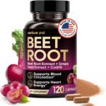 Venture Pal Beet Root Nitric Oxide Capsules, 8-in-1 Heart & Blood Pressure Support Formula with CoQ10, Grape Seed and Garlic, Circulation & Energy Supplement, 120 Count