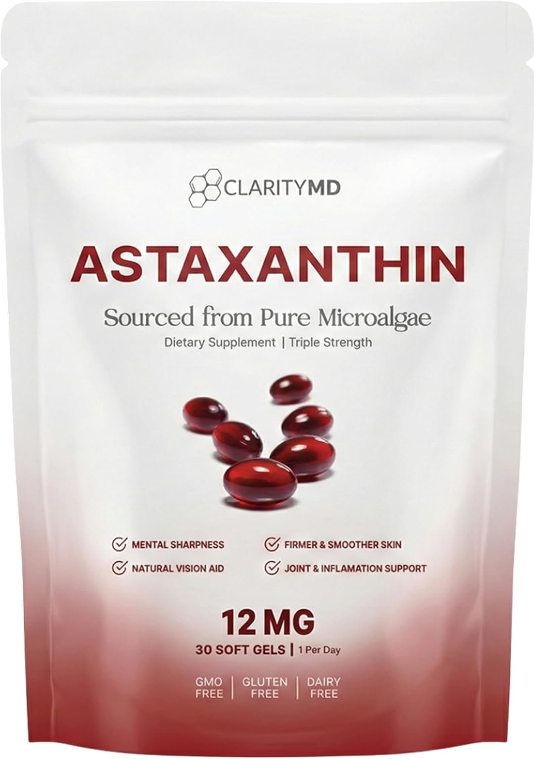 You are currently viewing Astaxanthin 12mg Antioxidants Supplement – Natural Microalgae Source – Lipid-Based Softgel for Enhanced Absorption – Cognitive, Vision & Joint Support – 30 Softgels (Pack of 1)