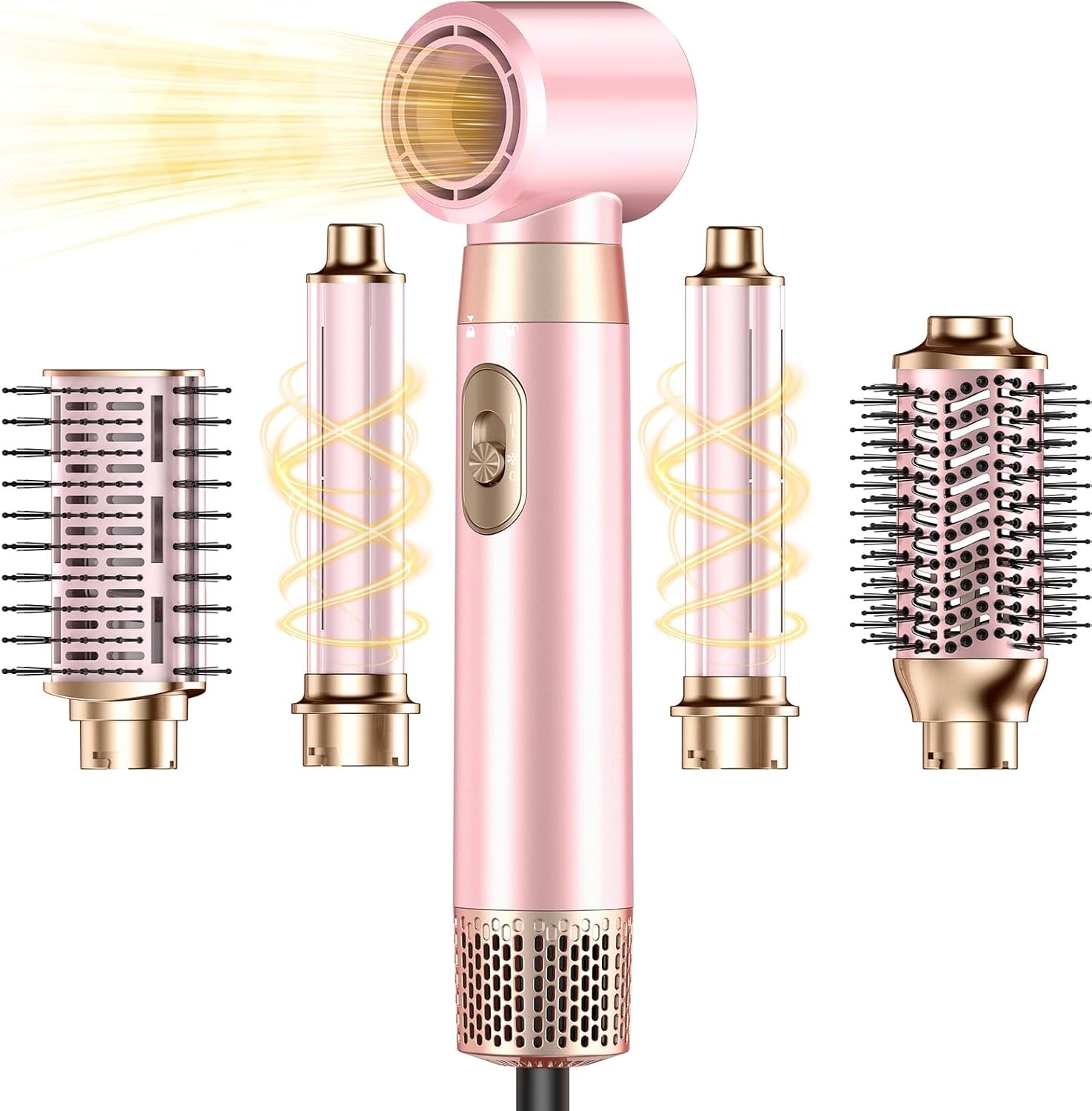 You are currently viewing Click to see full view Alexa AI Ask Alexa  How fast does it dry hair?   Does it reduce frizz and static?   How long do the curls last?   Why you might like this   Compare with similar   Ask something else 5-in-1 Hair Dryer Brush Set – Detachable Hot Air Styling Tool for Straightening, Curling, Volumizing & Smoothing, High-Speed Travel-Friendly Blow Dryer Brush with Paddle & Curling Attachments