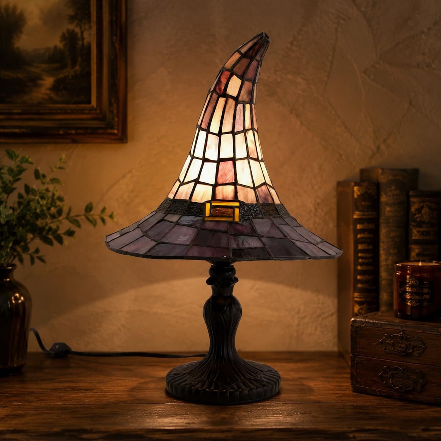 You are currently viewing Stained Glass Style Witch Hat Lamp