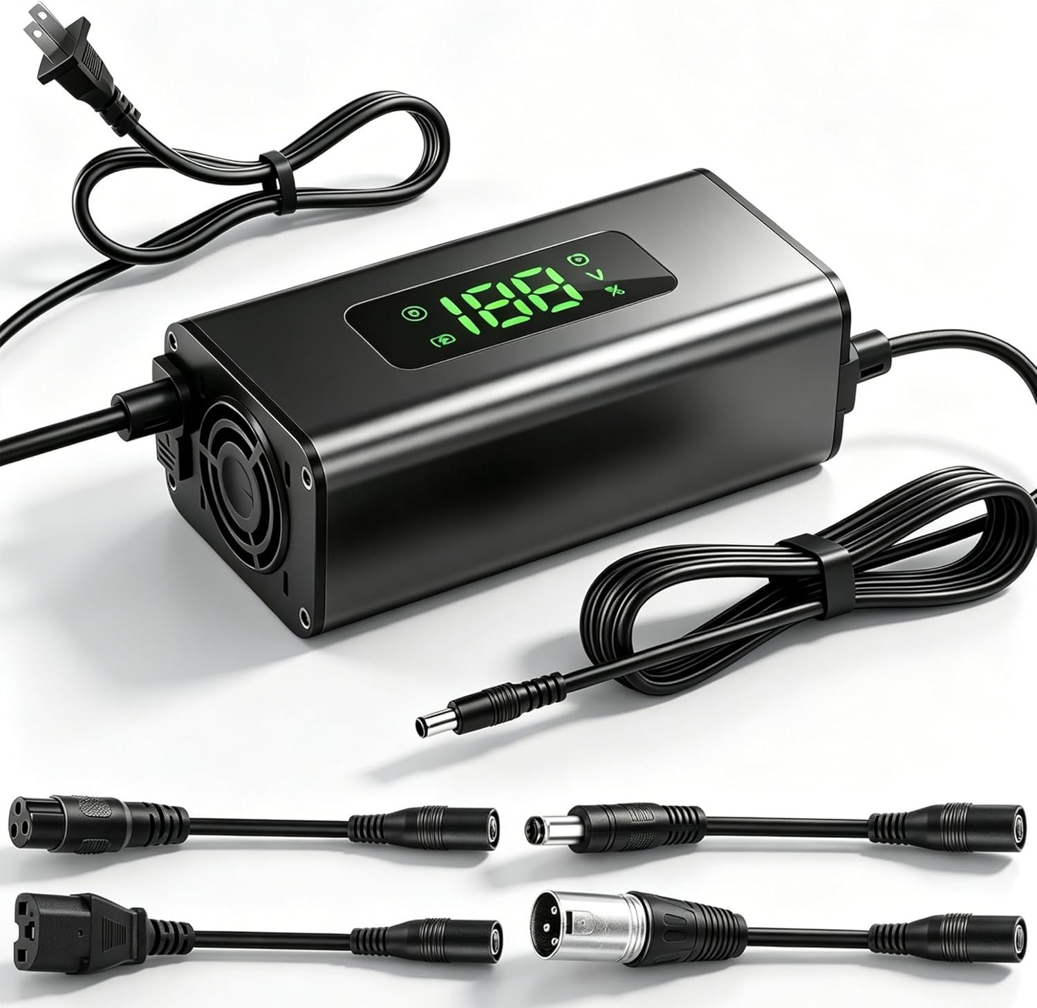 You are currently viewing SGS Certified 54.6V 2A Electric Scooter Charger with LED Display (1–100%) – Universal 48V Lithium Battery Charger with 5 Connectors for Hoverboard, E-Bike, Ninebot, Kugoo