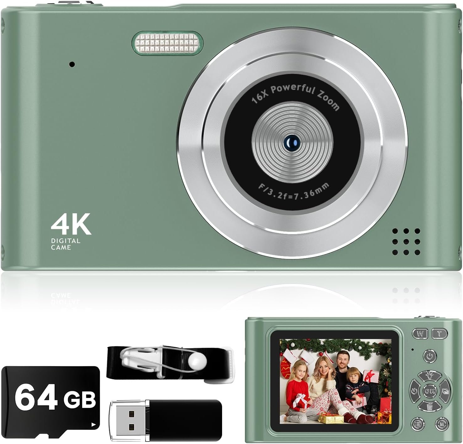 You are currently viewing Digital Camera 1080P Vlog Camera 44MP Compact Camera with 16X Zoom Anti-Shake Portable Mini Camera Green Gift for Kids Beginners