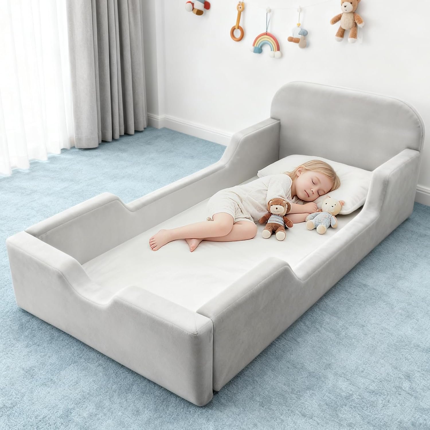 You are currently viewing Assembly Needed – Super Soft Full Foam Kids Bed with Removable Washable Cover for Ages 3-5 (61.8″x31.5″x18.9