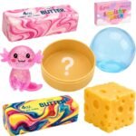 6 Pcs Squishy Pack, Butter Squishy Cheese Axolotl Stress Ball Squeeze Toy | Soft Novelty Toy, Rebounding Sensory,Help for Relax&Focus, Sensory Stress Balls for Adults