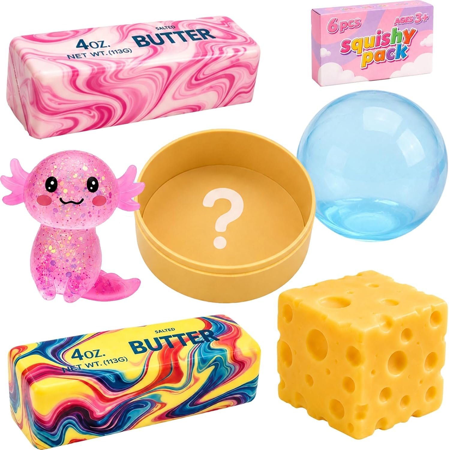 You are currently viewing 6 Pcs Squishy Pack, Butter Squishy Cheese Axolotl Stress Ball Squeeze Toy | Soft Novelty Toy, Rebounding Sensory,Help for Relax&Focus, Sensory Stress Balls for Adults