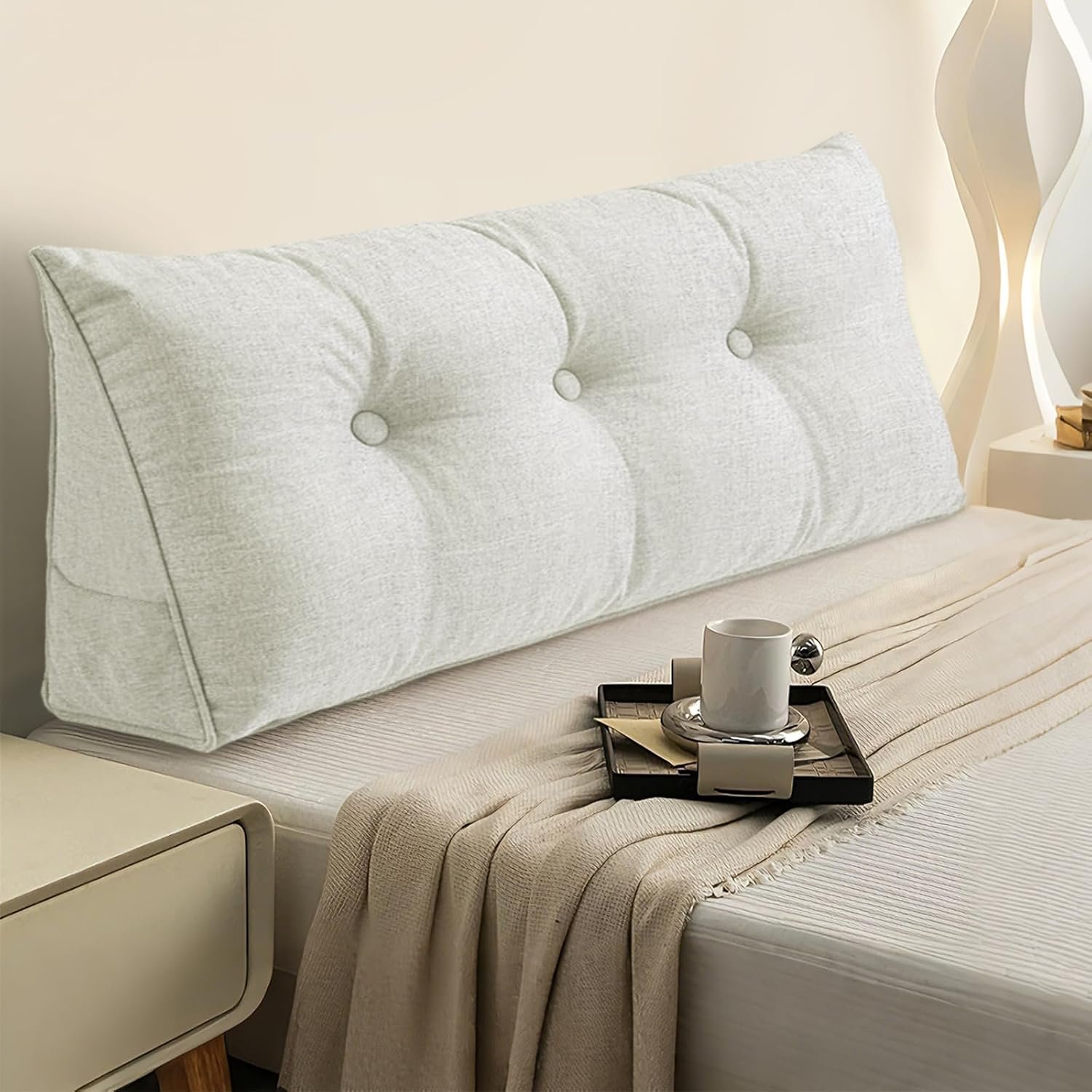You are currently viewing Headboard Pillow Twin Size – Triangle Wedge Backrest Cushion for Bed, Reading & Sitting Support, Removable Cover, Comfortable Daybed Pillow for Bedroom, Dorm & Sofa (Ivory Linen)