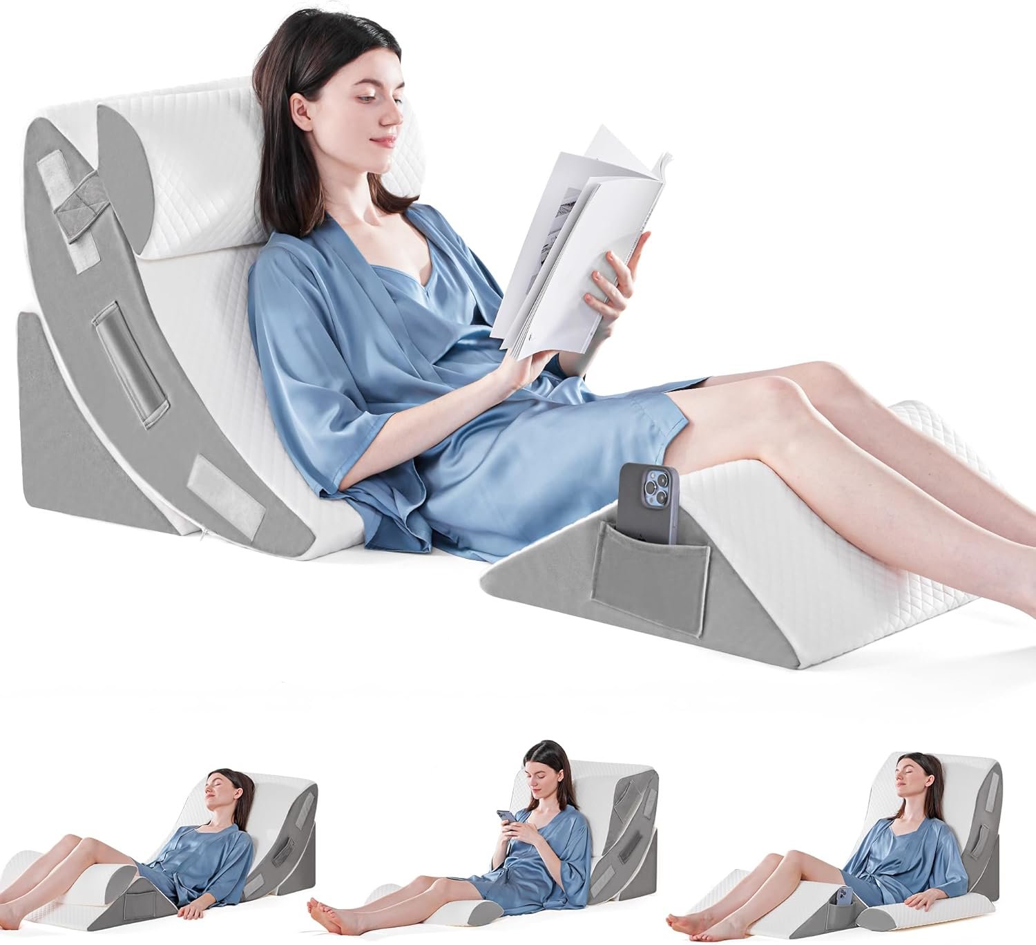 You are currently viewing 4PCS Orthopedic Bed Wedge Pillow Set for Sleeping | Adjustable Triangle Foam Support Pillow for Back, Body & Legs | Post Surgery Recovery, Acid Reflux, GERD & Anti-Snoring | Yojoker