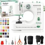 Beginner Sewing Machine with 16 Built-in Stitches – Portable Mini Sewing Machine for Home Use, 2-Speed Control, Twin Needle, 38PCS Sewing Kit, Tutorial Video, Storage Drawer, Compact Design (Green)