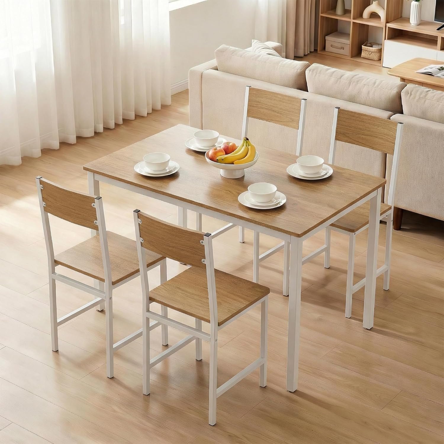 You are currently viewing POWERSTONE Industrial Dining Chairs Set of 4, Wooden Kitchen Chairs with