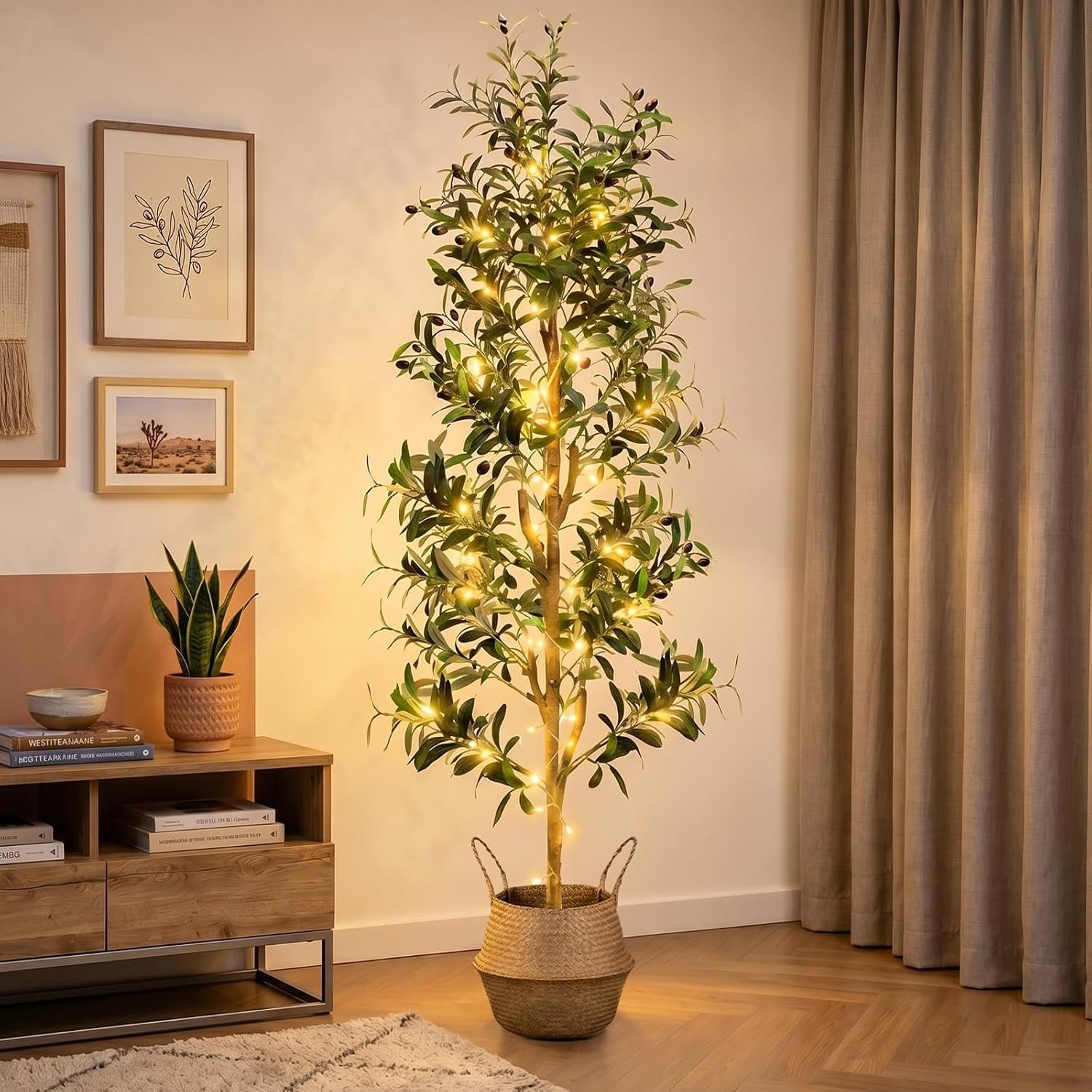You are currently viewing 7FT Artificial Olive Tree Indoor with Lights – Realistic Faux Olivos Plant with White Planter & Woven Basket for Home, Office & Hotel Décor