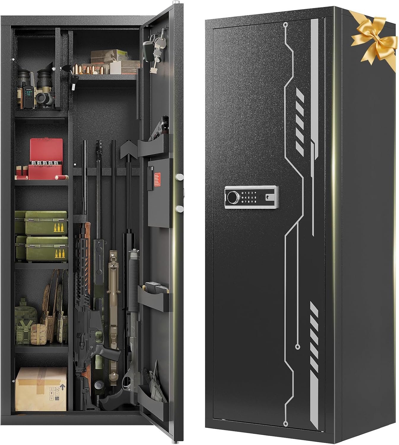 You are currently viewing KAER Large Gun Safe (8–12 Rifles) – Electronic Keypad Security Cabinet with Adjustable Shelves & Pistol/Ammo Storage