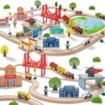 Tiny Land 110PCS Wooden Train Set for Kids (Ages 3–7) – Complete Railway Track Toy with Storage Box, Compatible with Major Brands, Educational Playset Gift for Boys & Girls