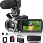 Video Camera Camcorder Digital Camera Recorder for YouTube Full HD 1080P 30FPS 36MP 3.0″ 270゜Rotation LCD Video Cameras for Filming with Microphone,32GB SD Card, 2 Batteries for Kids Students Elderly