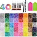 45000Pcs Bedazzling Kit with Rhinestones 3mm, 40 Colors Bedazzler Kit Resin Rhinestones Nail Gems & Glitter Gem Art Supplies, Diamond Art Kits Accessories with Pickup Pen, 4pcs 10ml B7000