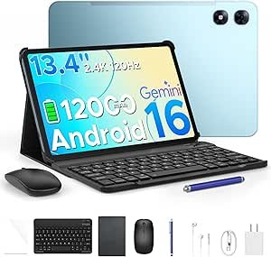 Read more about the article P13 Pro 13.4 inch Tablet, Android Tablet with 48GB RAM 256GB ROM, 2.4K 120Hz Android Tablet with Gemini AI, T7280 Octa-Core, 12000mAh,16
