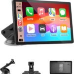 CarPlay Screen for Car, 9” Wireless CarPlay & Android Auto – Smart Portable Touchscreen with Bluetooth/FM, Mirror Link, Voice Control, GPS Navigation, Hands-Free Calling, Plug & Pl